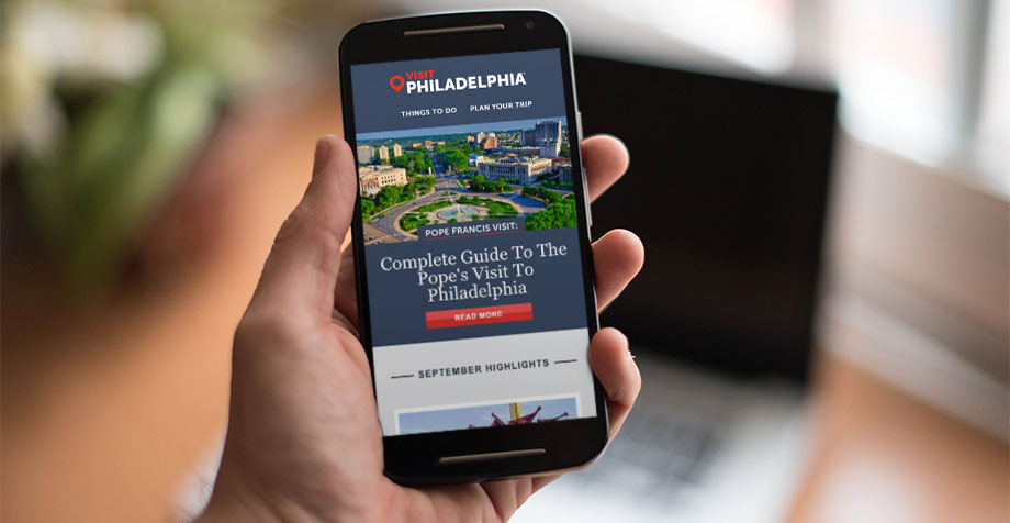 Responsive Mobile Email Newsletter for Visit Philadelphia, mobile email marketing