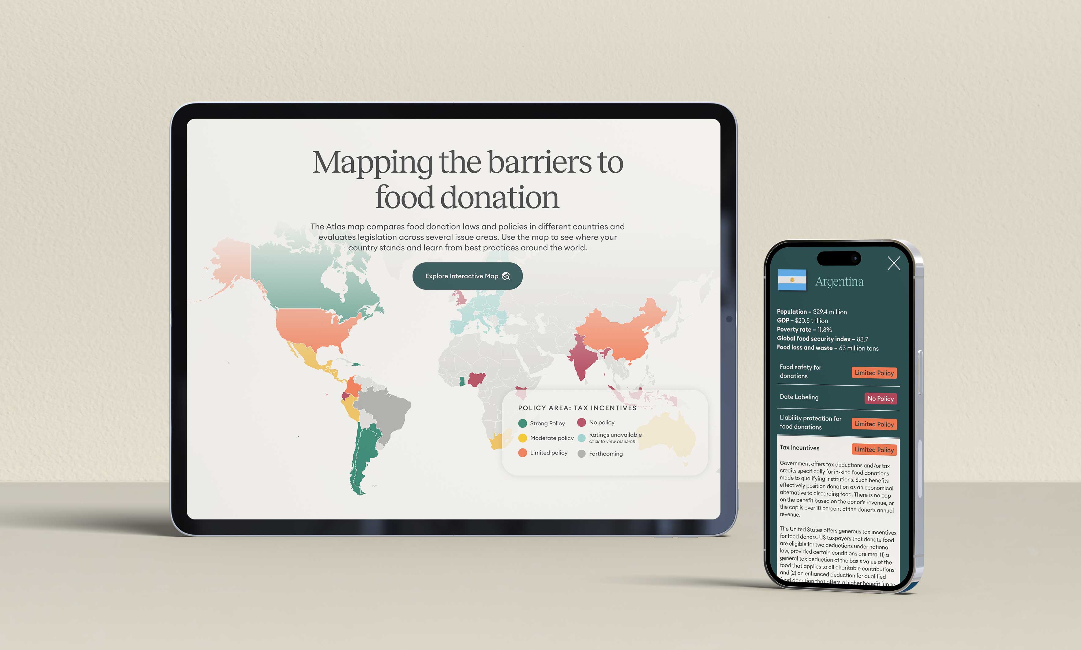 GFN responsive design pages in a tablet and an iPhone mockup