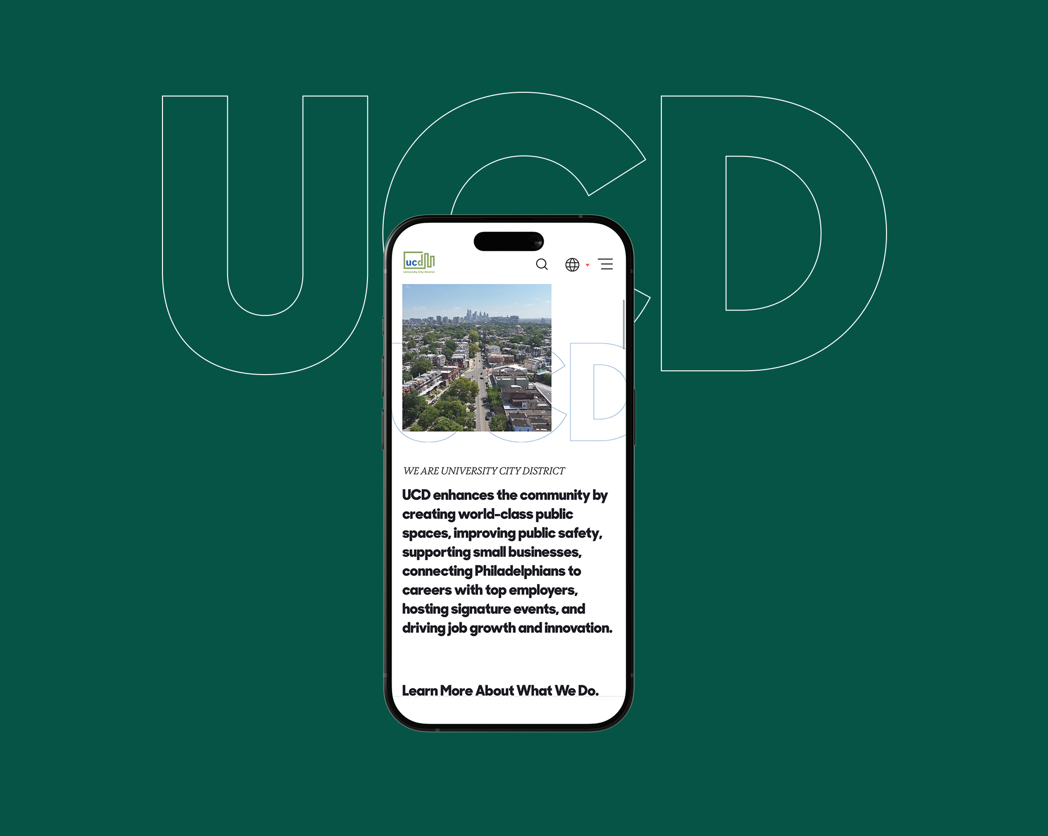 University-City-District-nonprofit-homepage-website-design-iPhone-wide