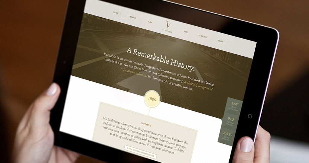 Responsive Web Design Shown on Tablet, veritable, veritable lp, veritable website, veritable web design, push10, philadelphia, finance firm web design, finance website, responsive web design, website design, web development, graphic design, philadelphia branding and web design