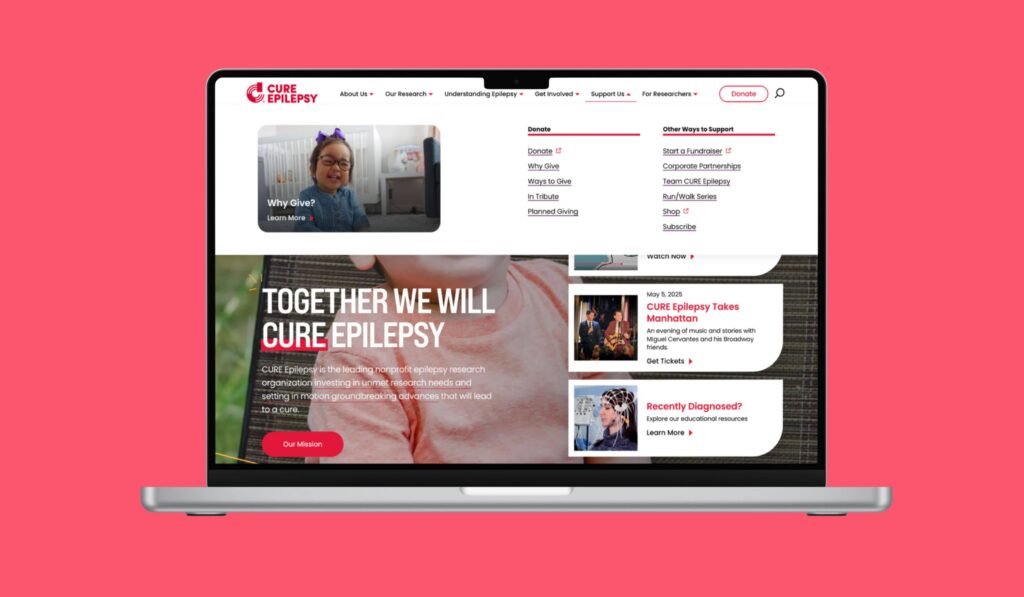 Cure Epilepsy Donate Page on Laptap