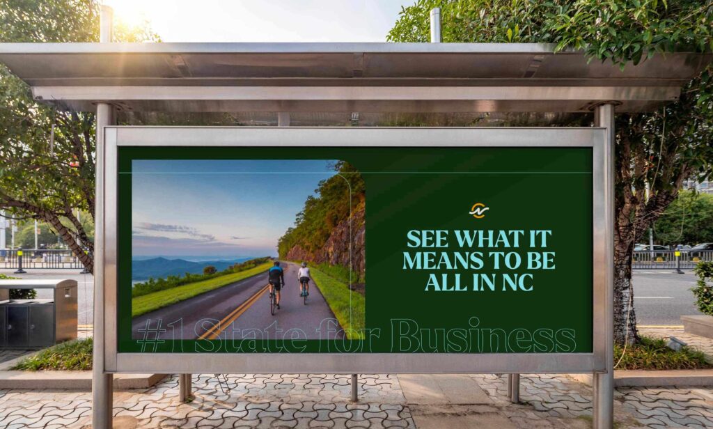 Large Sign mockup of the Economic Development Partnership of North Carolina visual design
