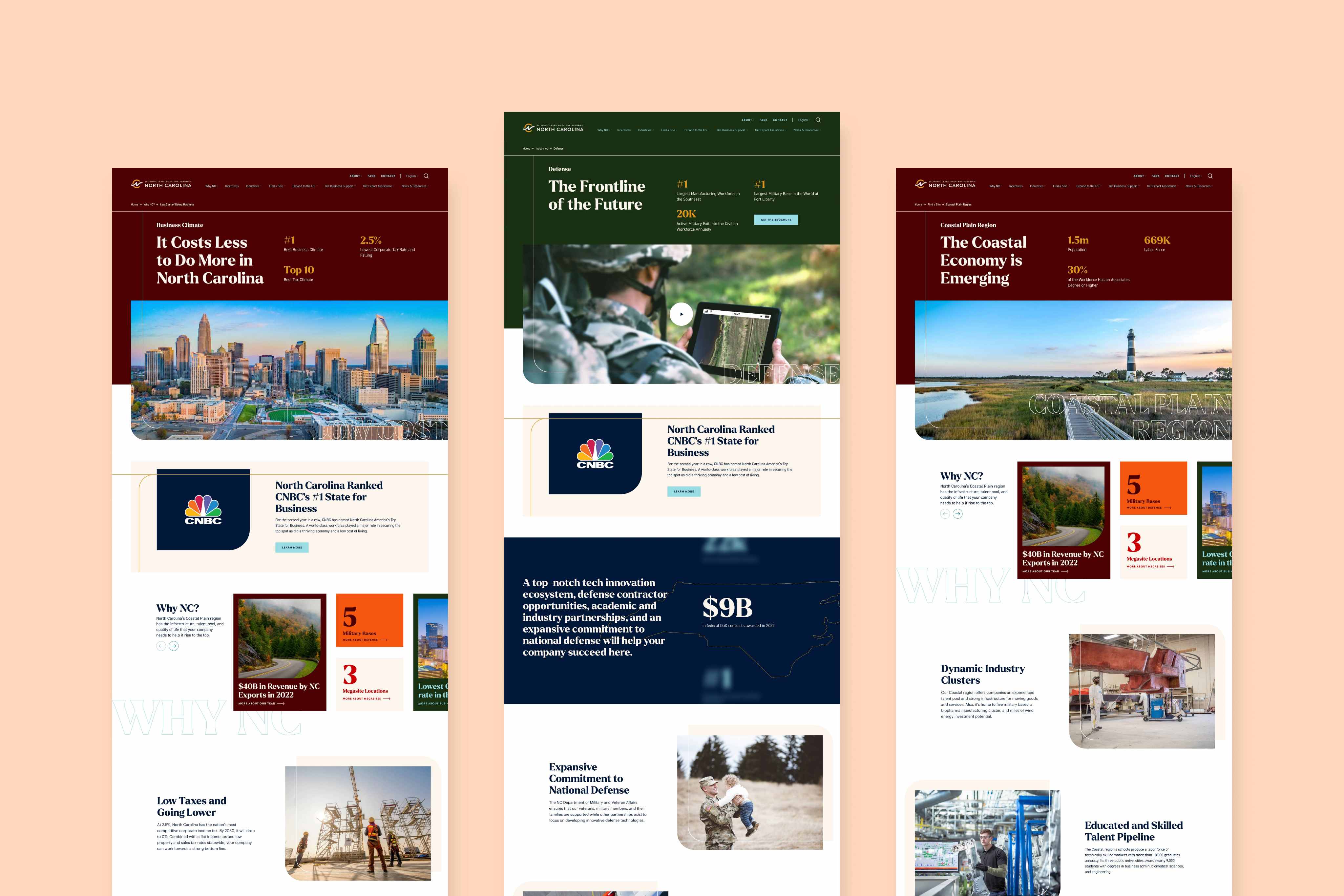 economic development partnership of north carolina responsive website design mockups