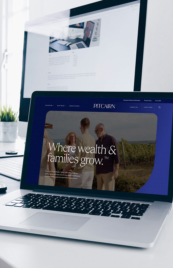 financial website design shown on laptop
