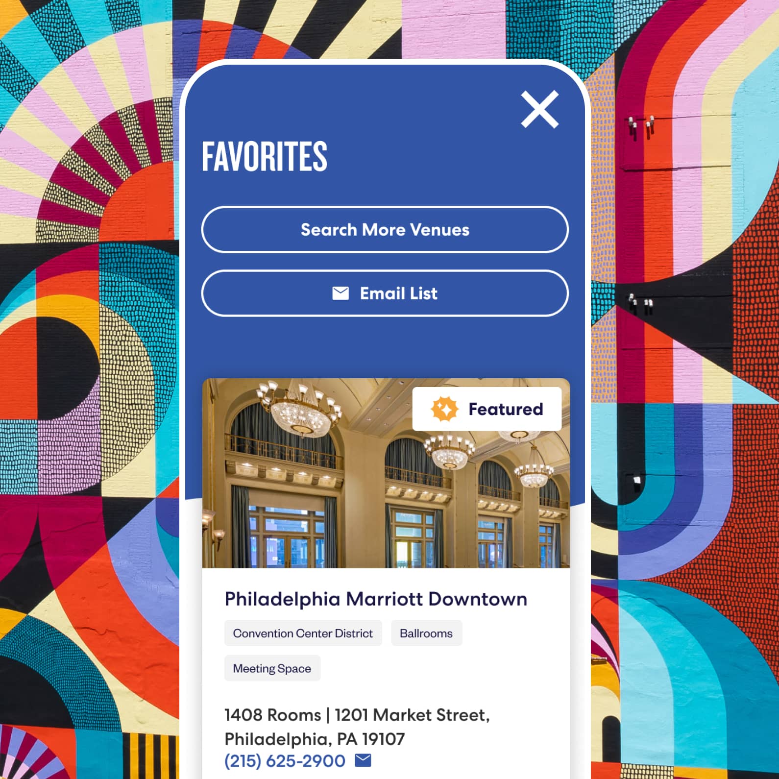 philadelphia convention & visitors bureau mobile design favoriting functionality
