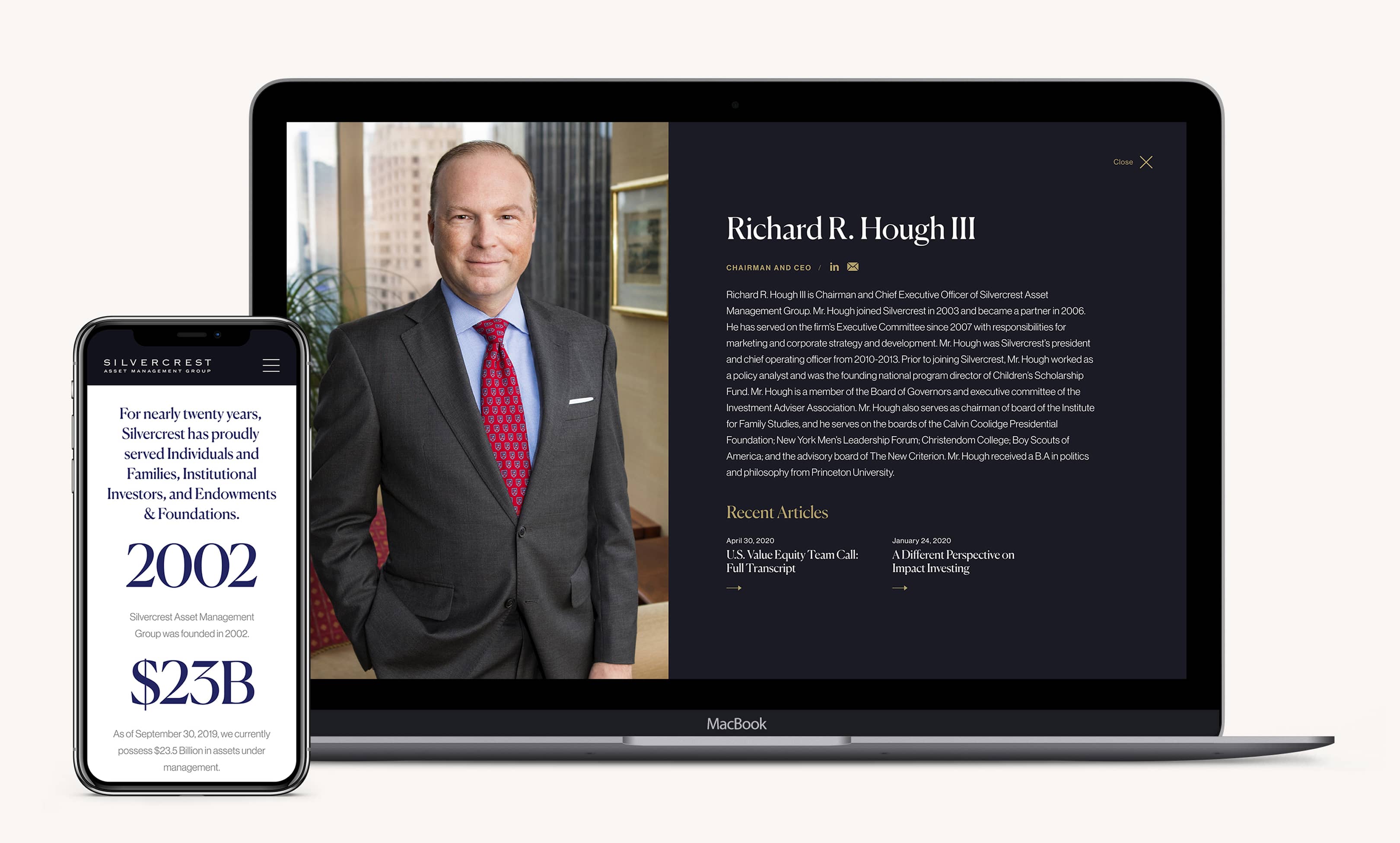 Laptop and phone mockup of Silvercrest website