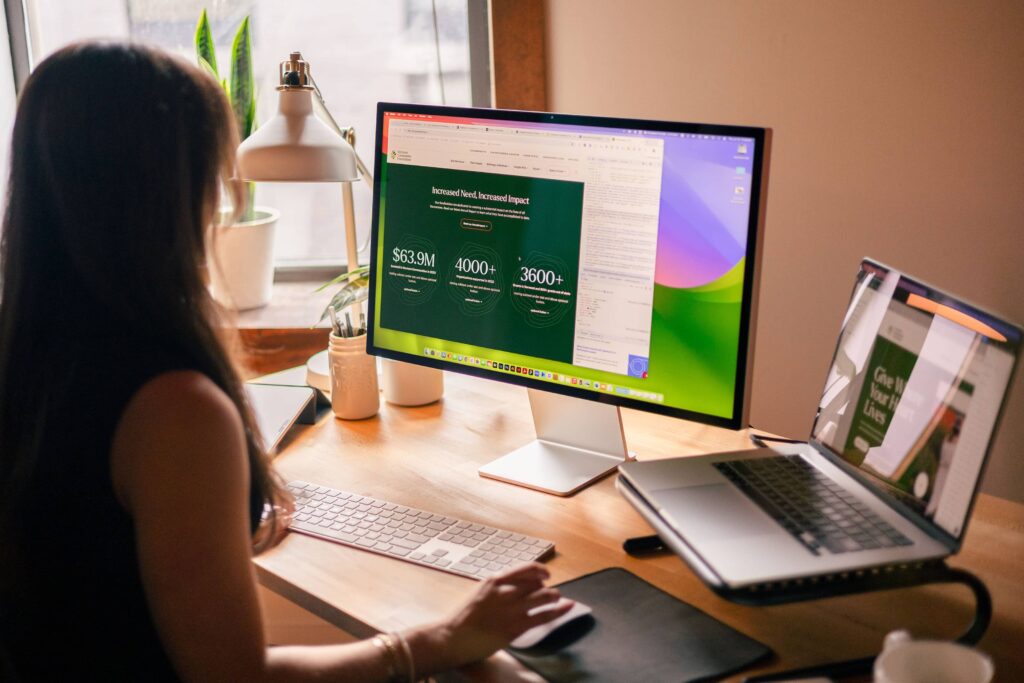 Push10 web designer working on website maintenance for nonprofits