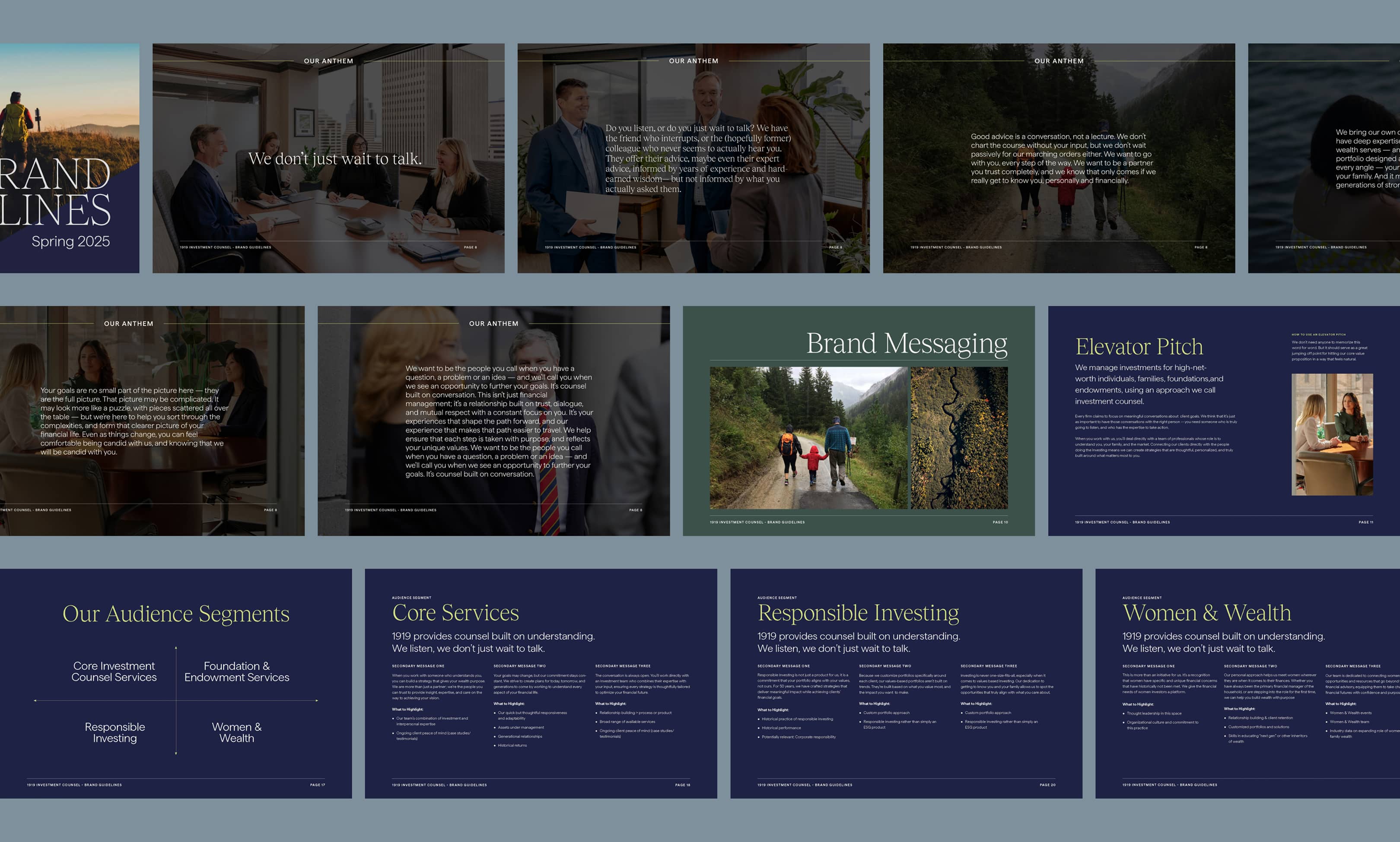 1919 Investment Counsel brand messaging flat spread design