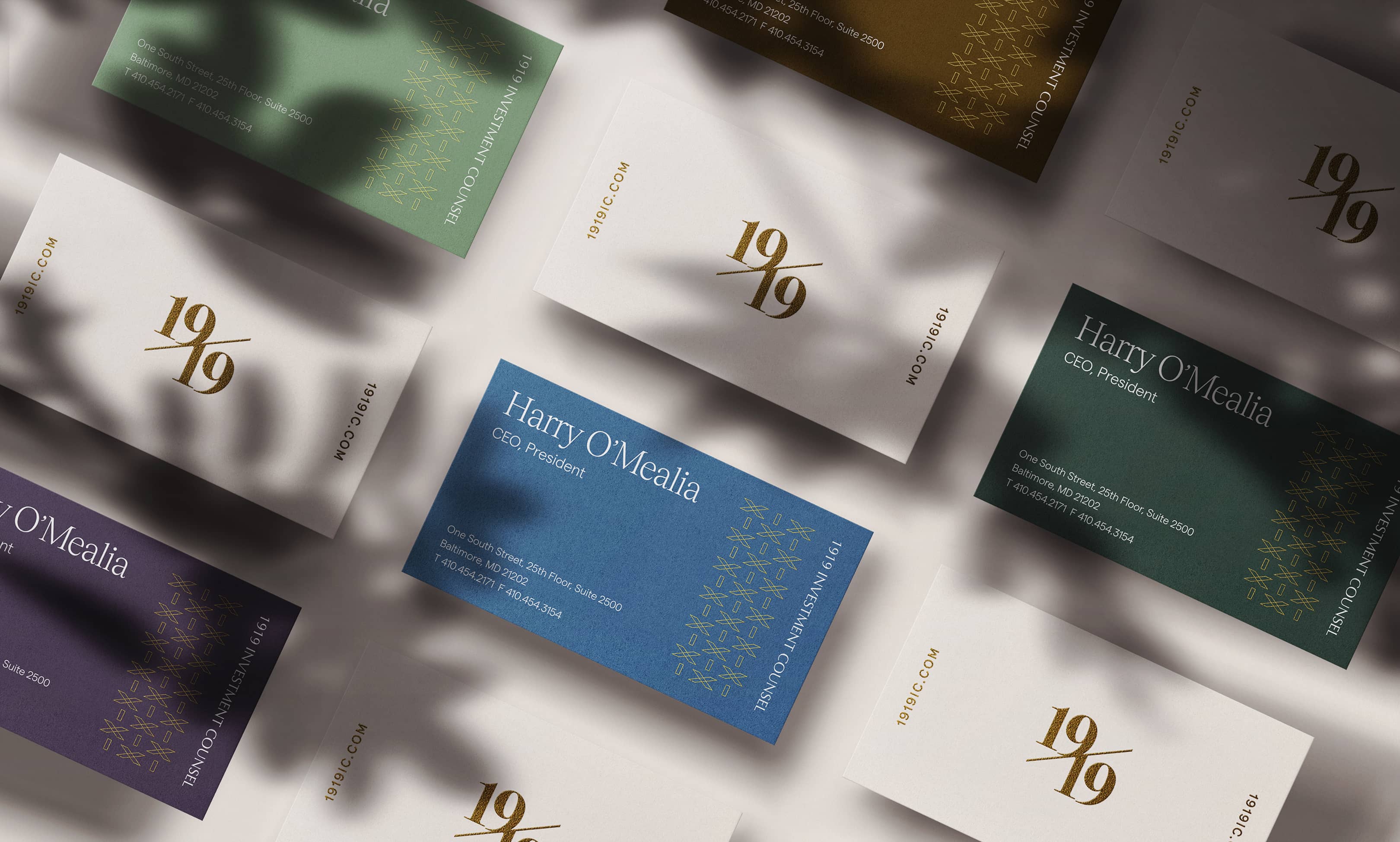 1919 Investment Counsel business cards mockup