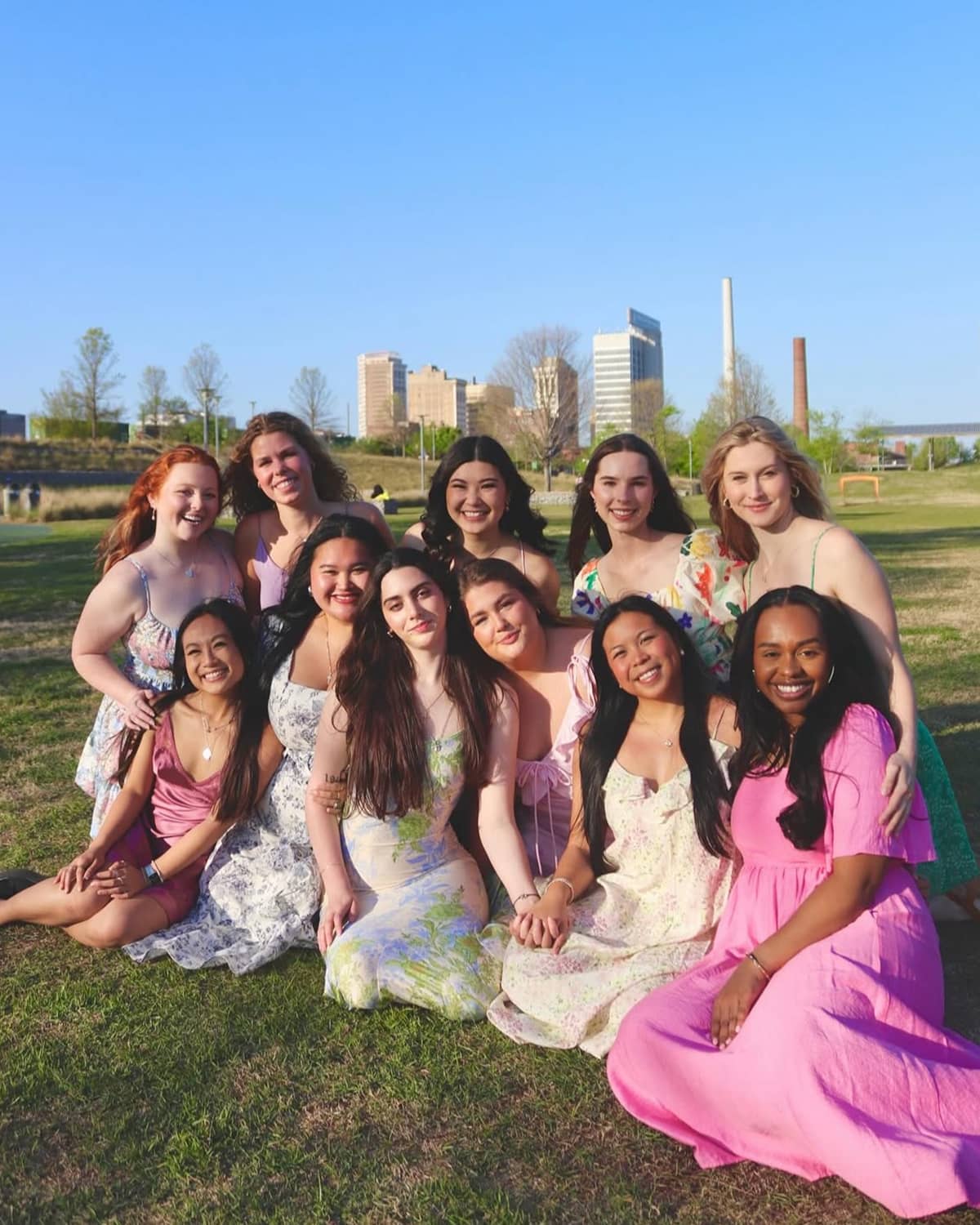 Alpha Xi Delta Sisters Smiling Together