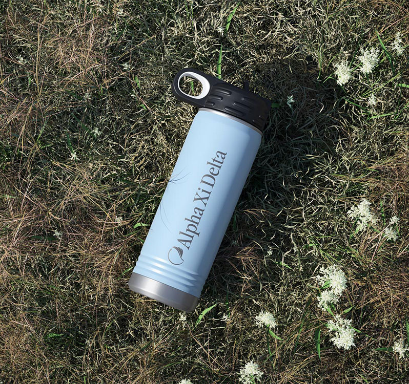 Alpha Xi Delta Branding Graphic Design Waterbottle