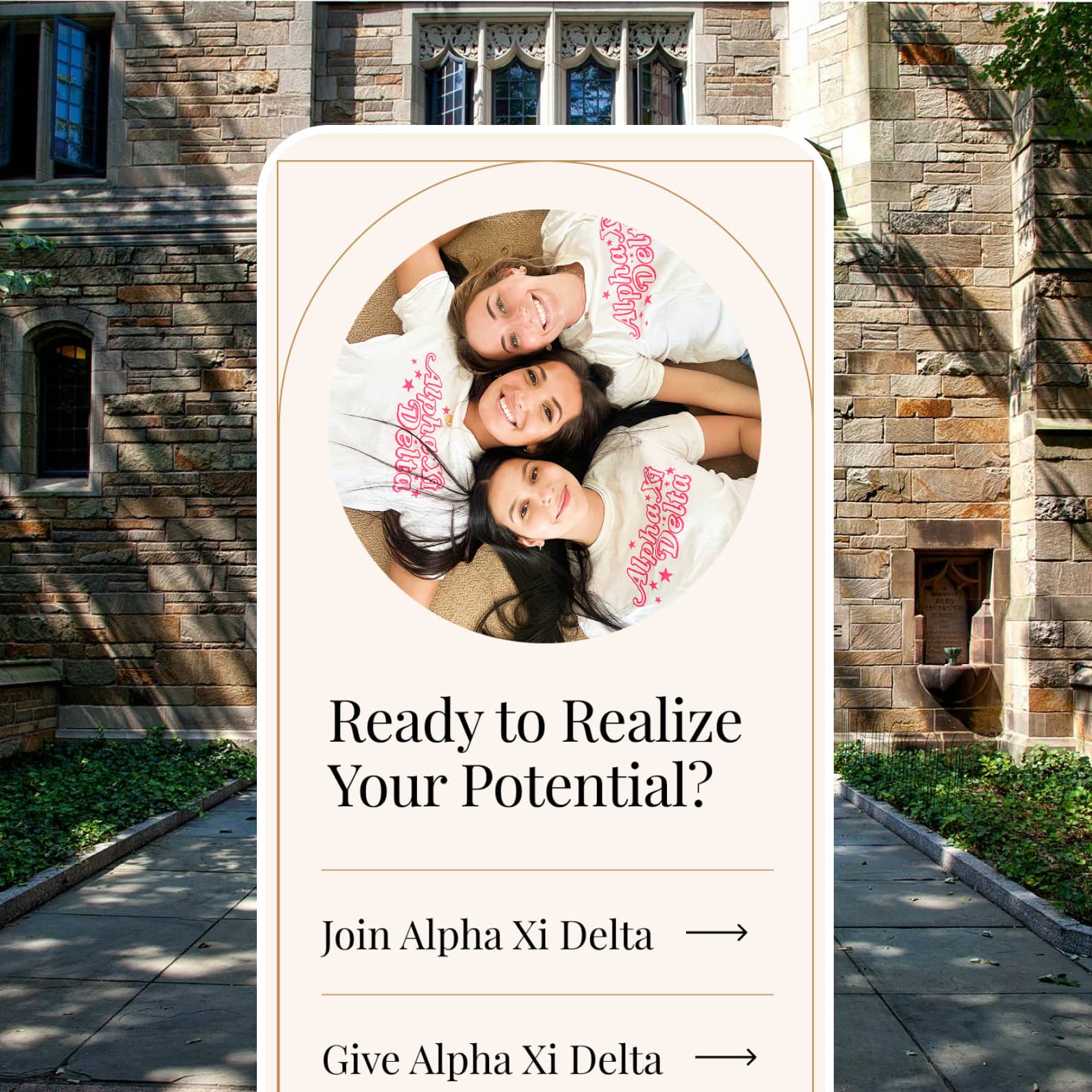 Alpha Xi Delta Website Design for Mobile