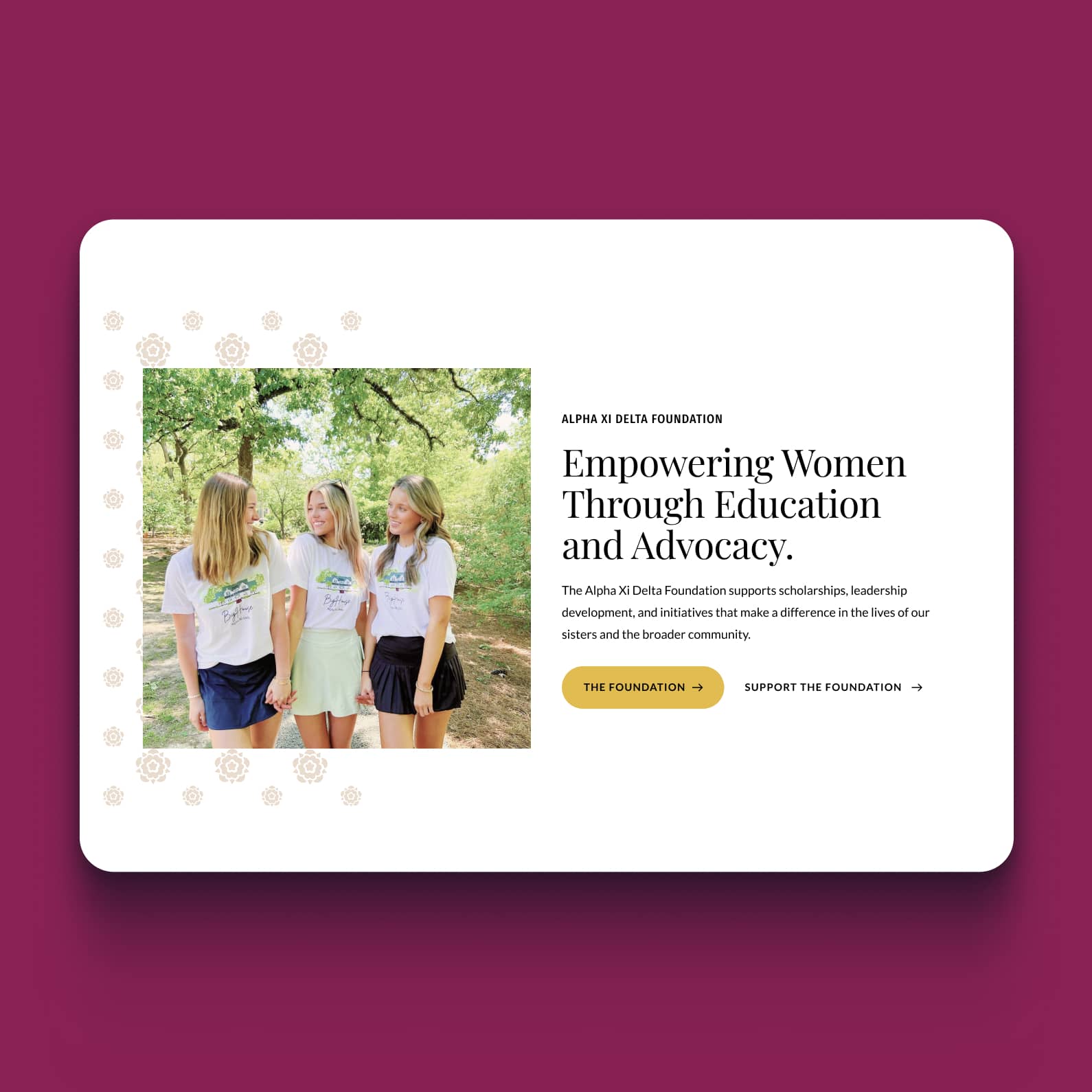 Alpha Xi Delta Website Design on Tablet