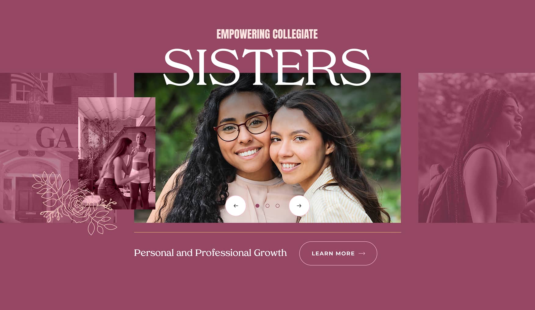 Delta Gamma website design of grid teaser content block