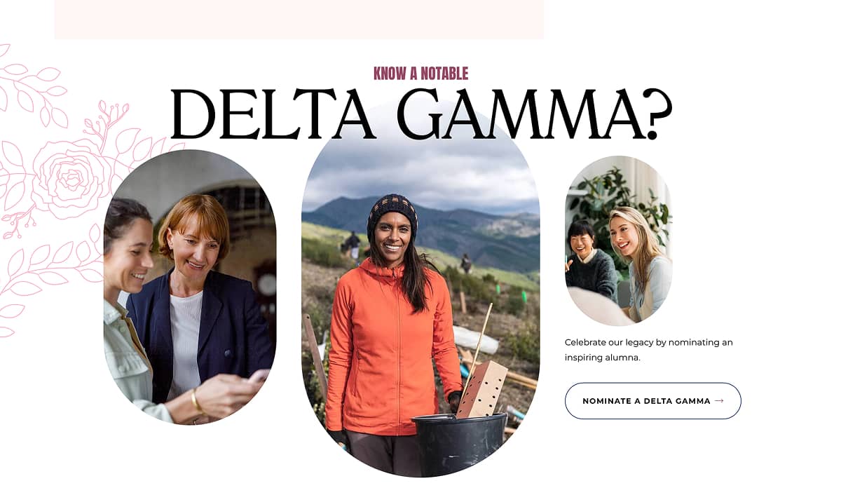 Delta Gamma website footer CTA content block