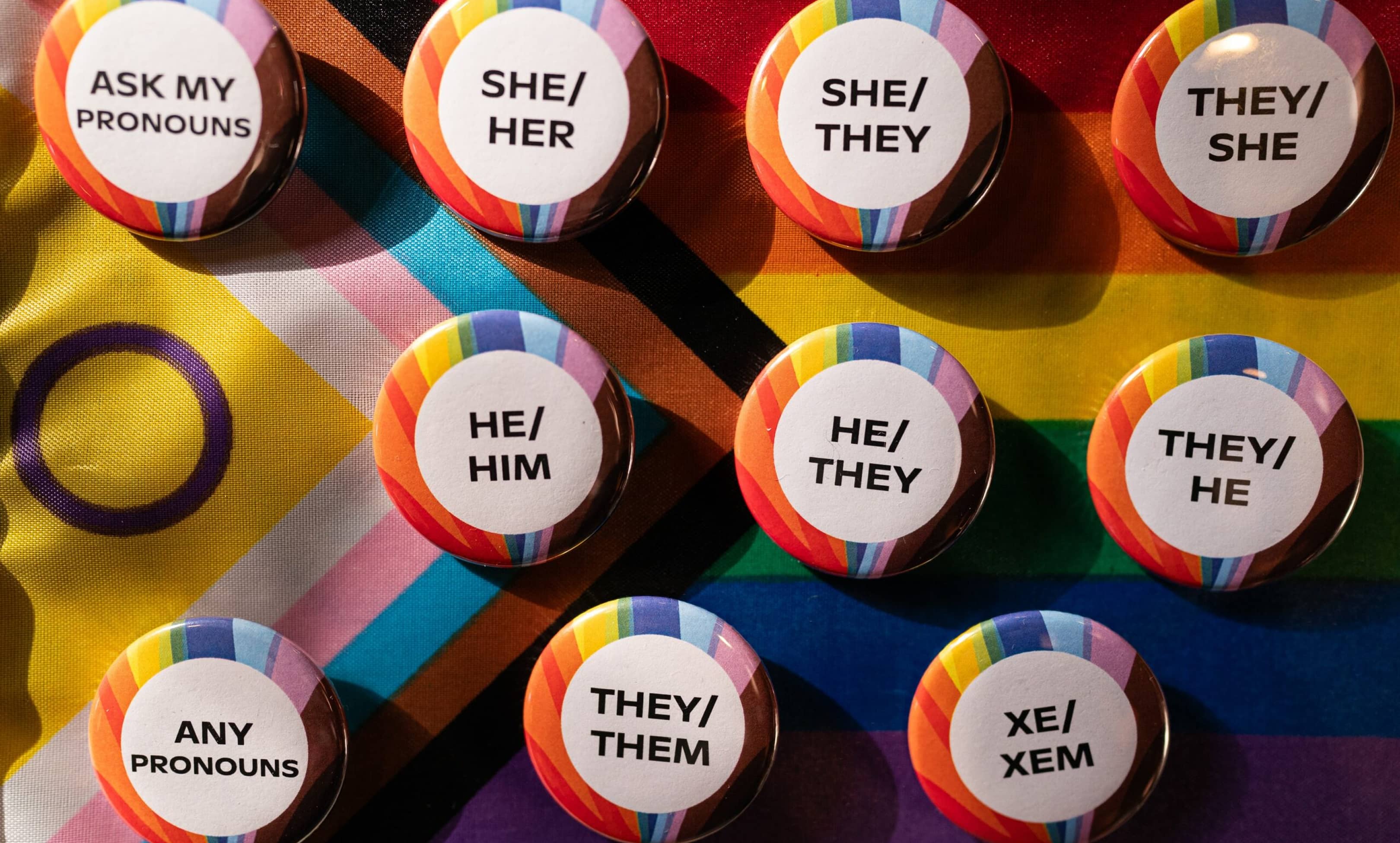 PUA Every Voice client image of made pins on the LGBTQ+ flag