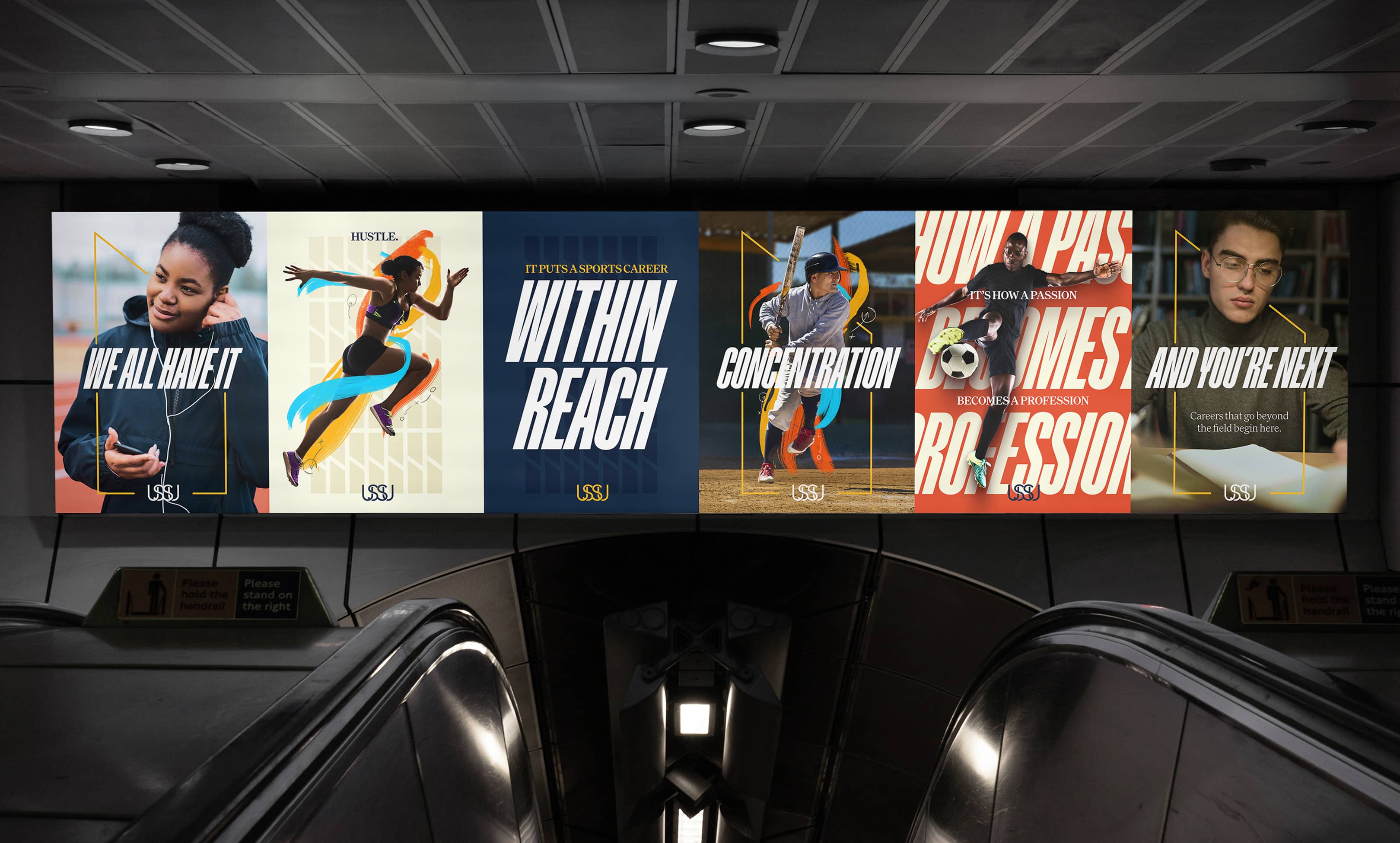 USSU subway lit up poster mockup