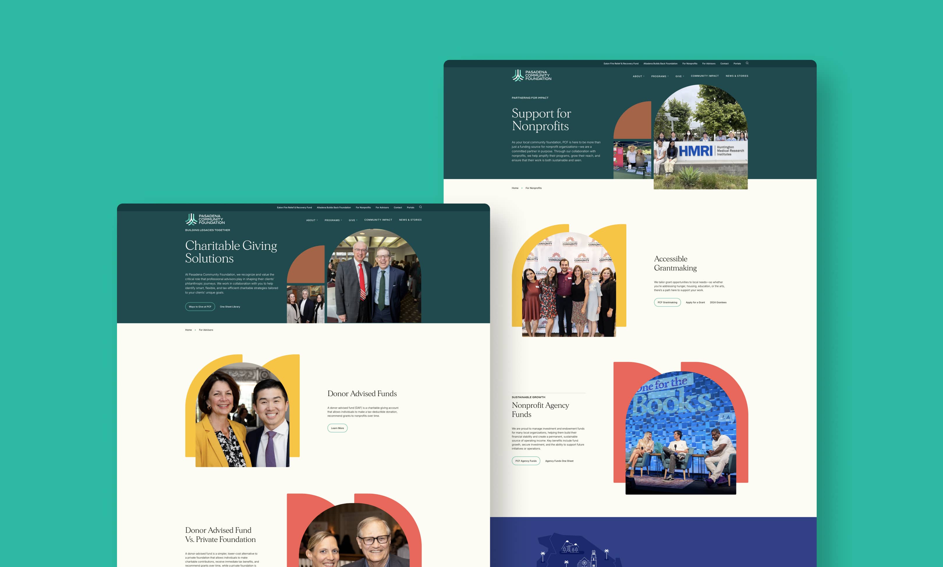 Wireframes of the PCF Nonprofit and Advisors page.
