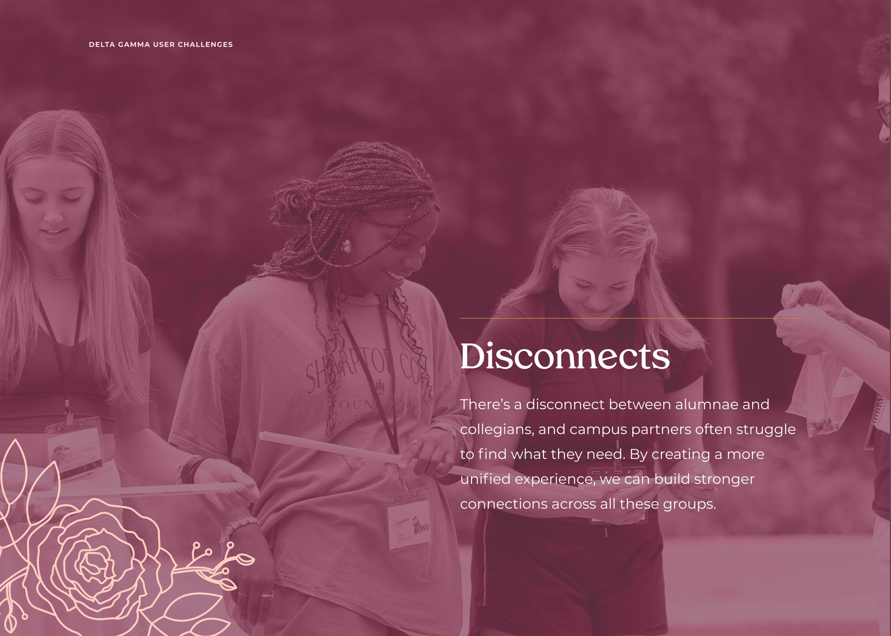 Three young women interact, focusing on a task. Overlaid text reads 
