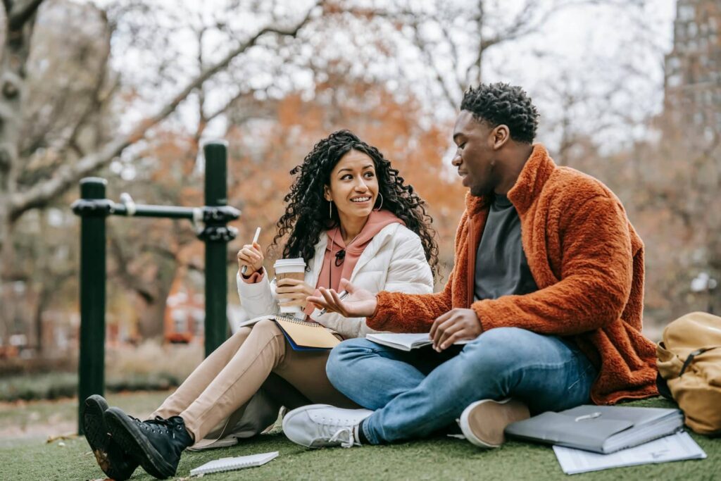International students sharing a story