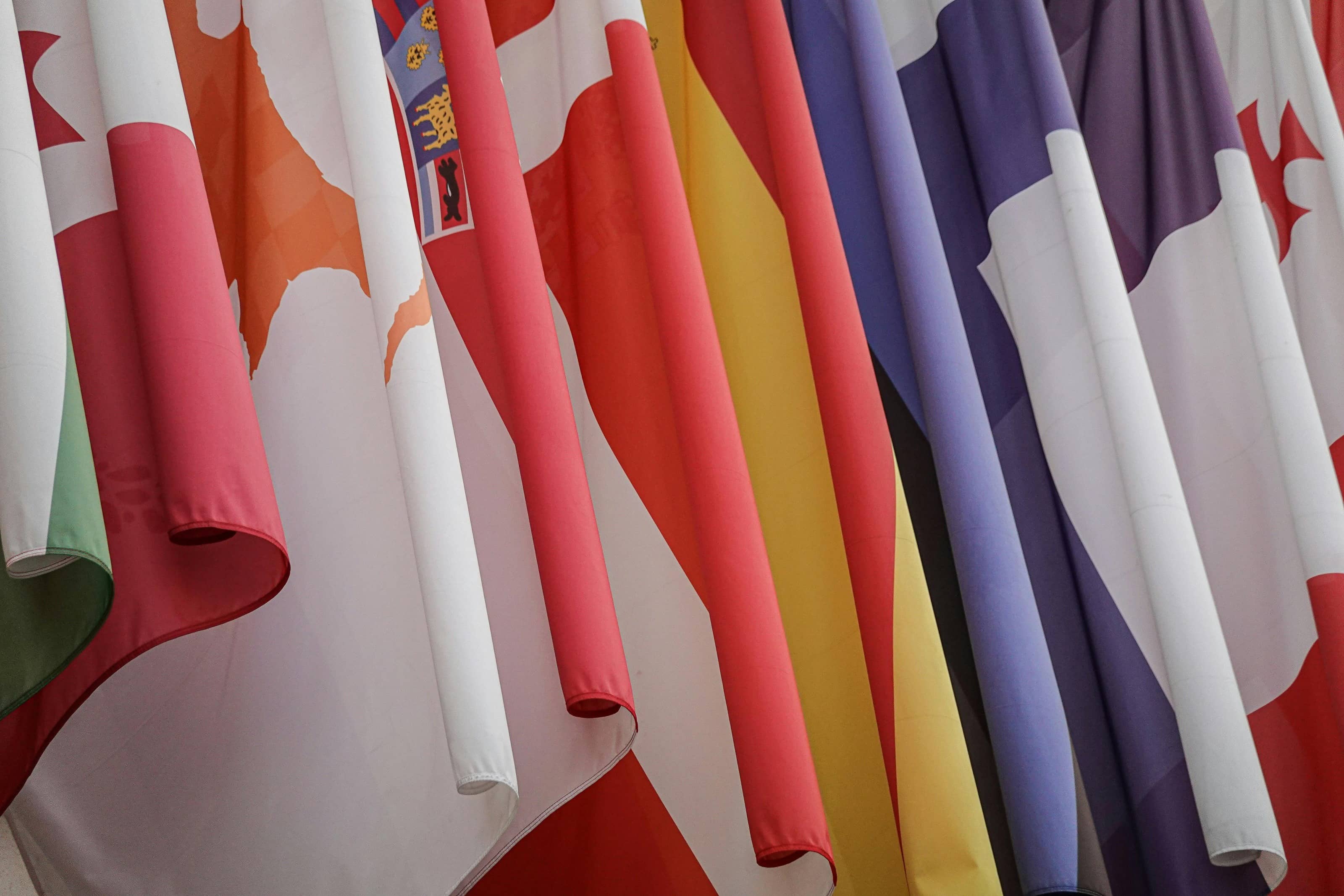 Close up image of international flags