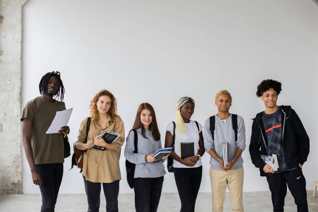 International students proudly standing side by side