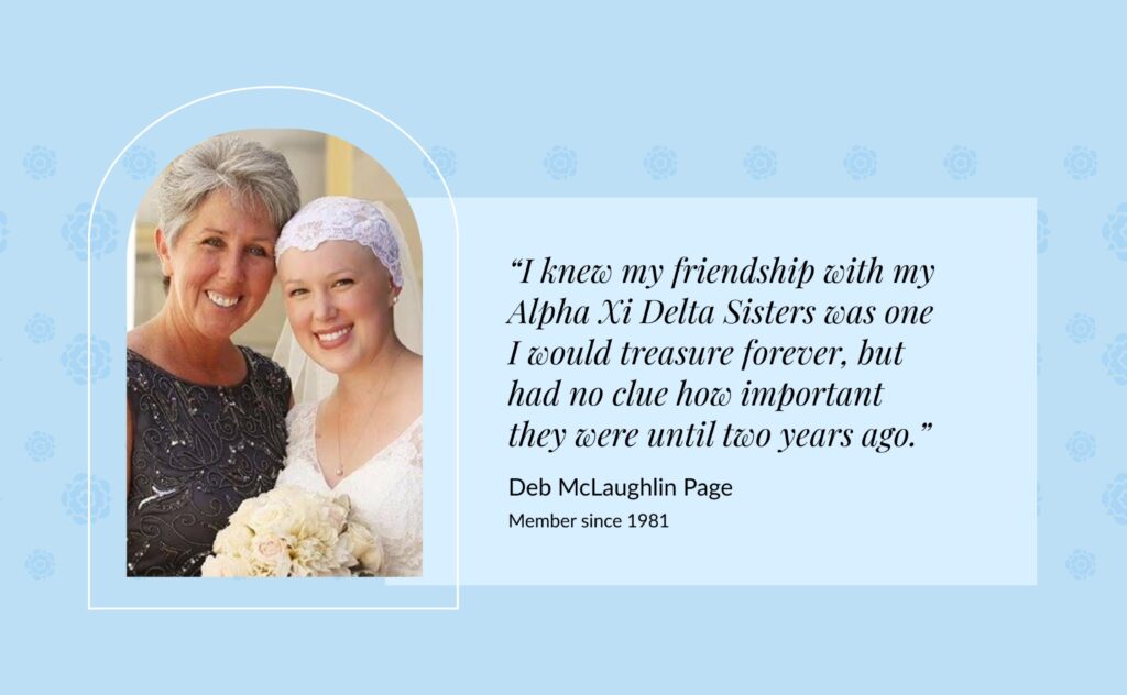 Alpha Xi Delta Testimonial content block for alumnae Deb McLaughlin