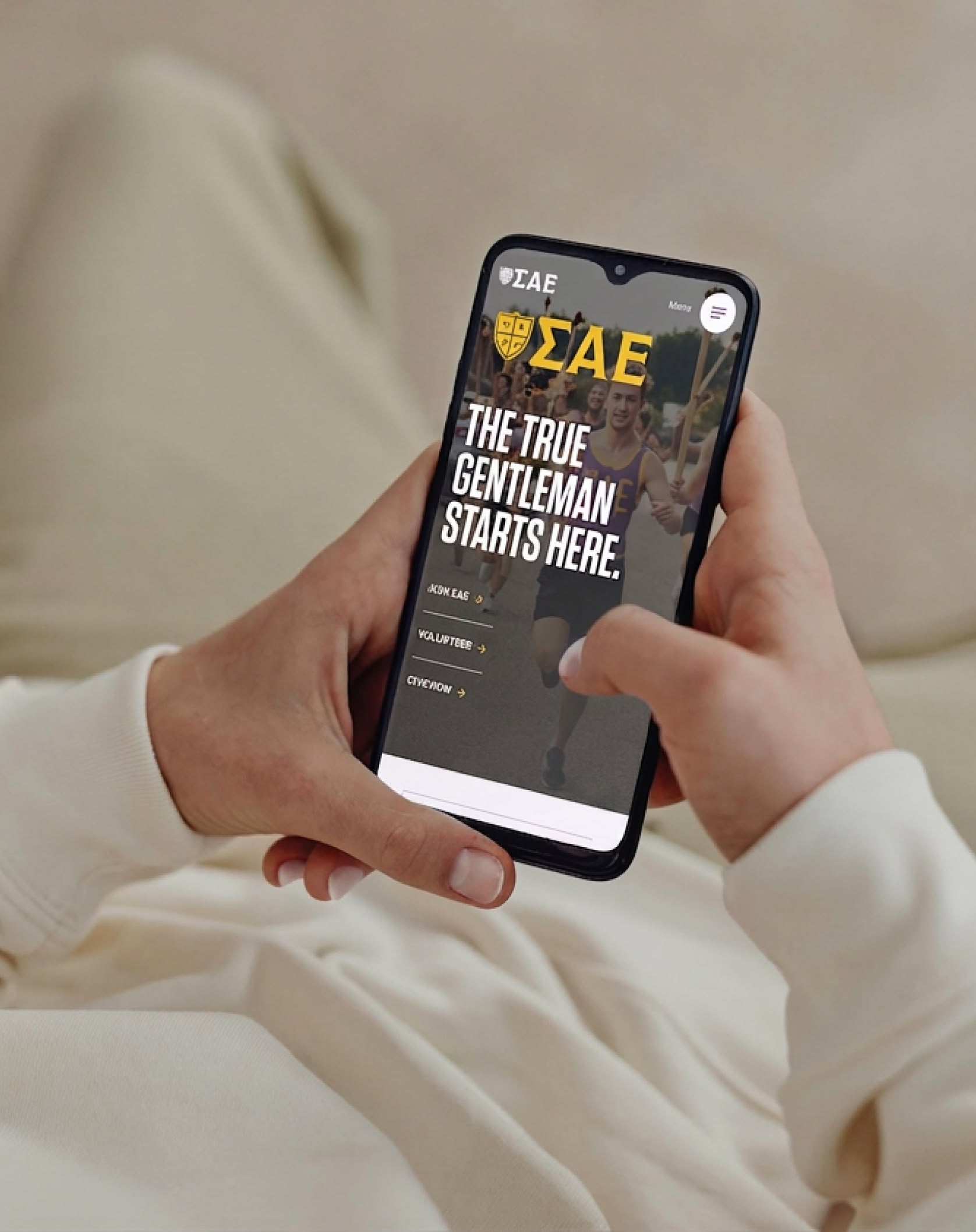 Sigma Alpha Epsilon website design on mobile device