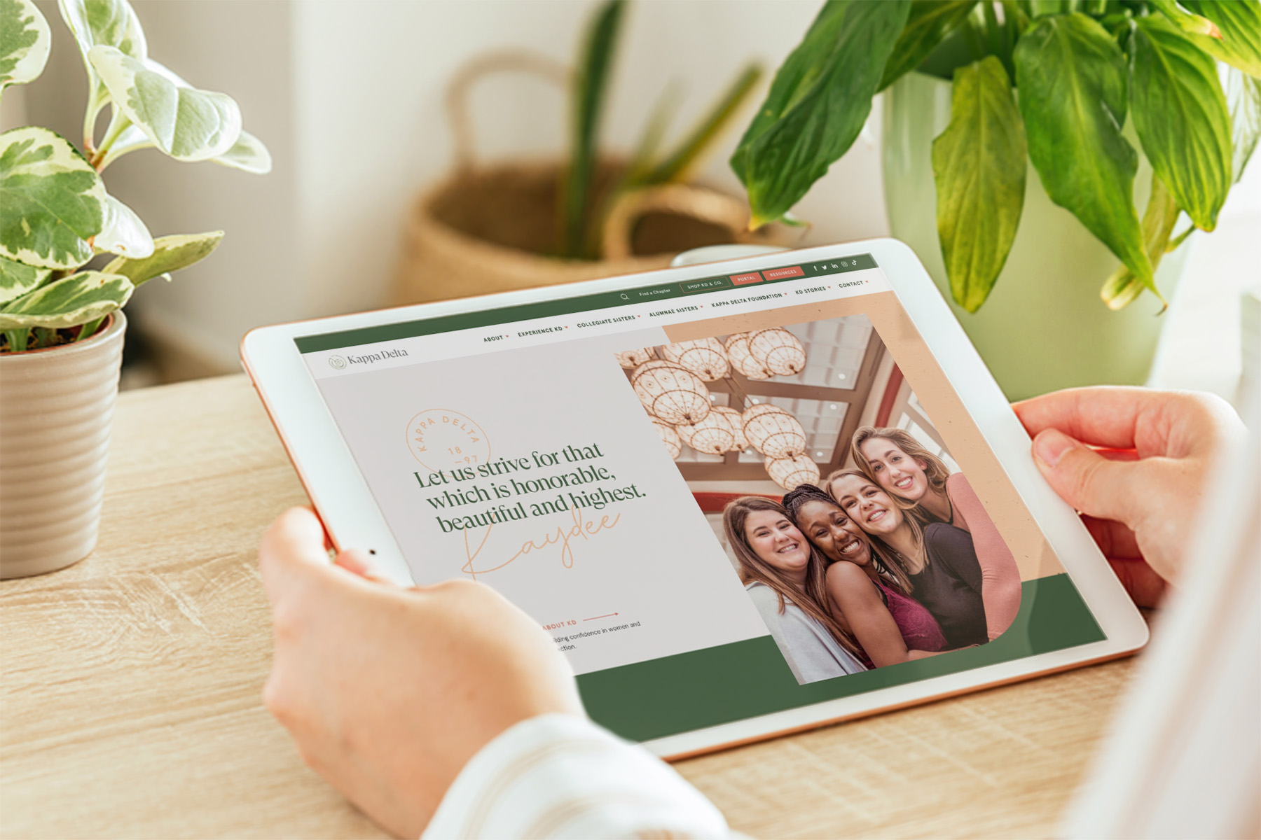Kappa Delta Sorority Website Design on Tablet