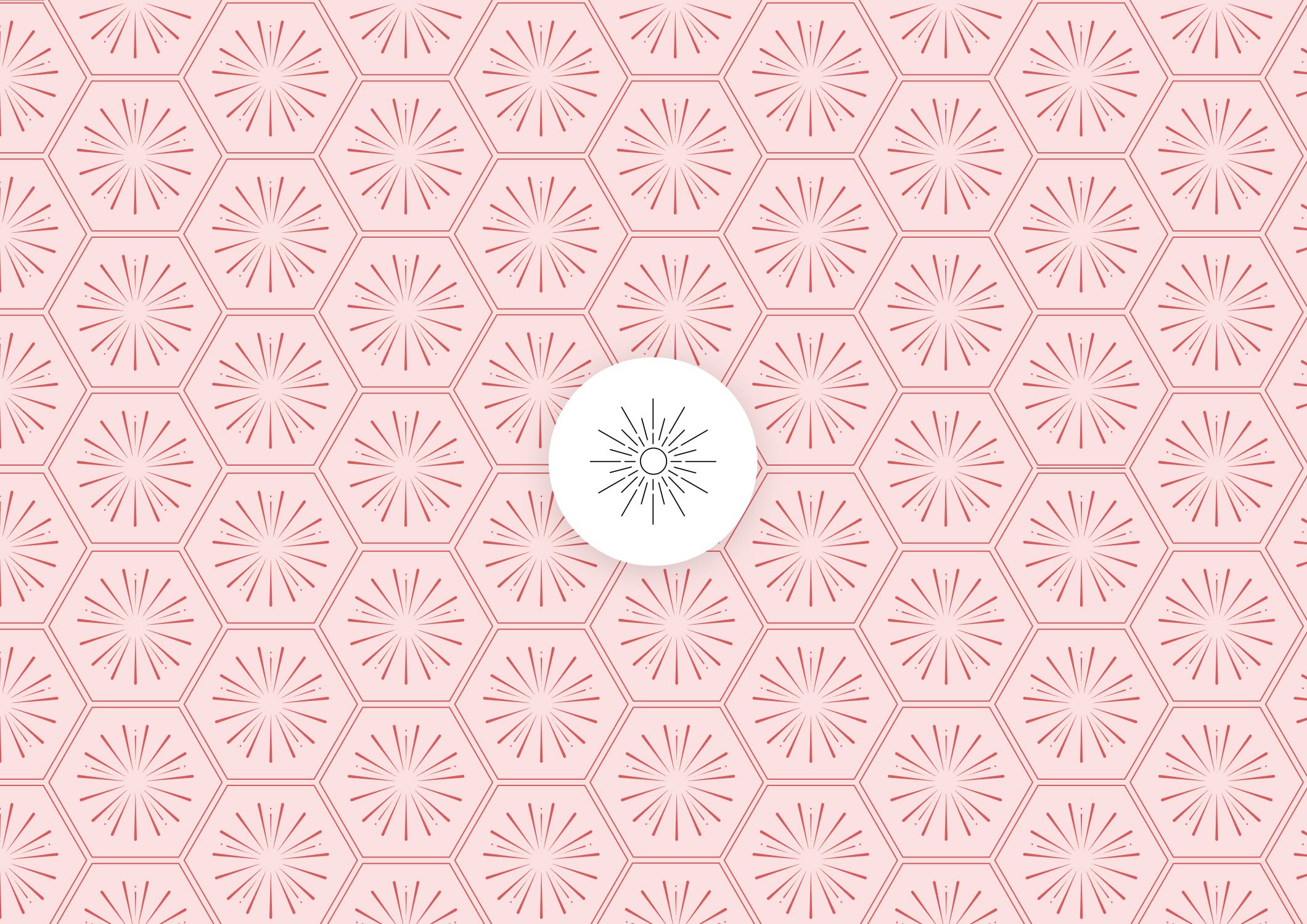 Branded burst pattern and icon featuring custom graphics developed for the sorority’s visual identity.