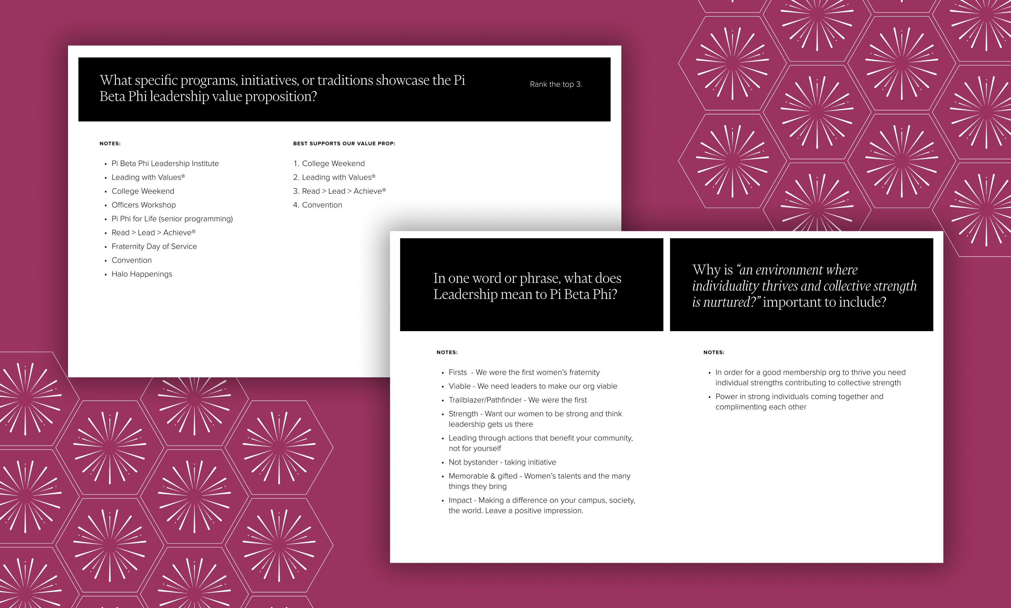 Brand discovery presentation deck featuring slides exploring visual identity, brand strategy, and creative direction.