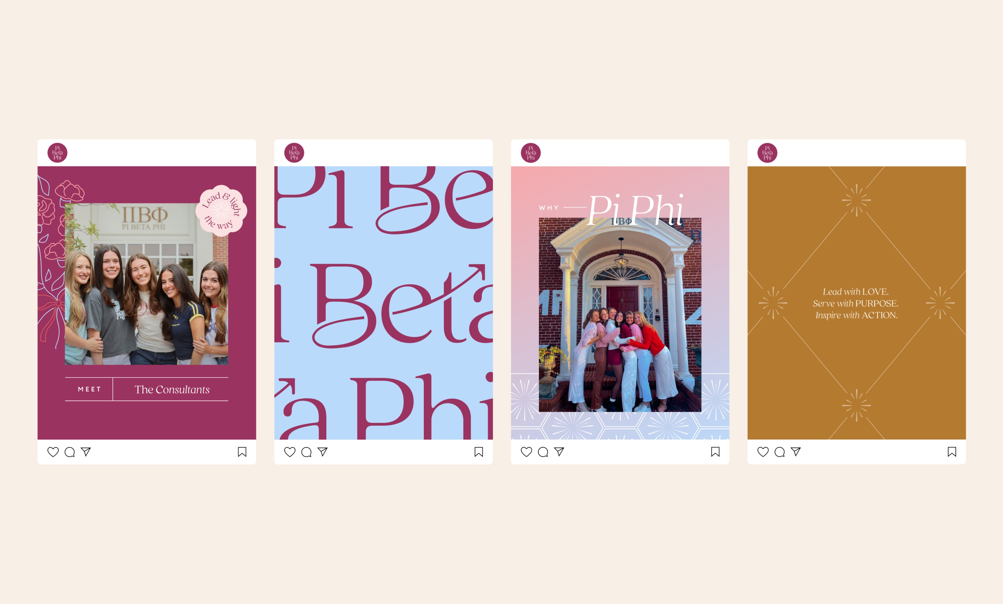 Branded social media graphics showcasing the sorority’s visual identity and messaging.