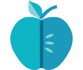 Custom graphic design of blue apple for healthcare website