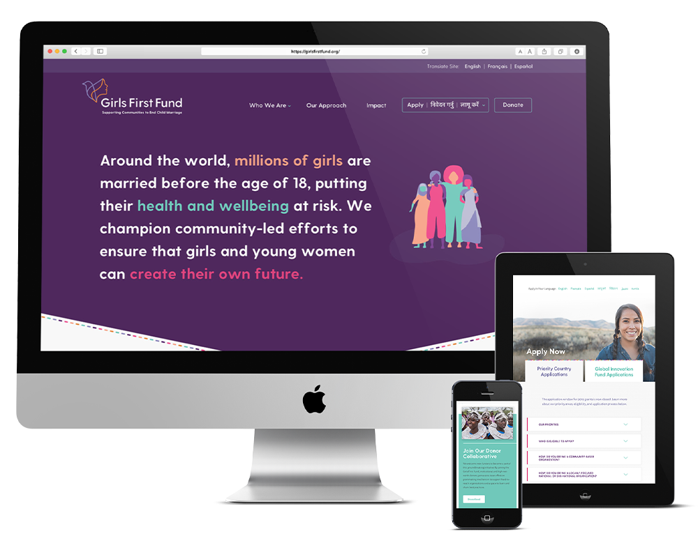 Responsive website design for Girls First Fund nonprofit by Push10
