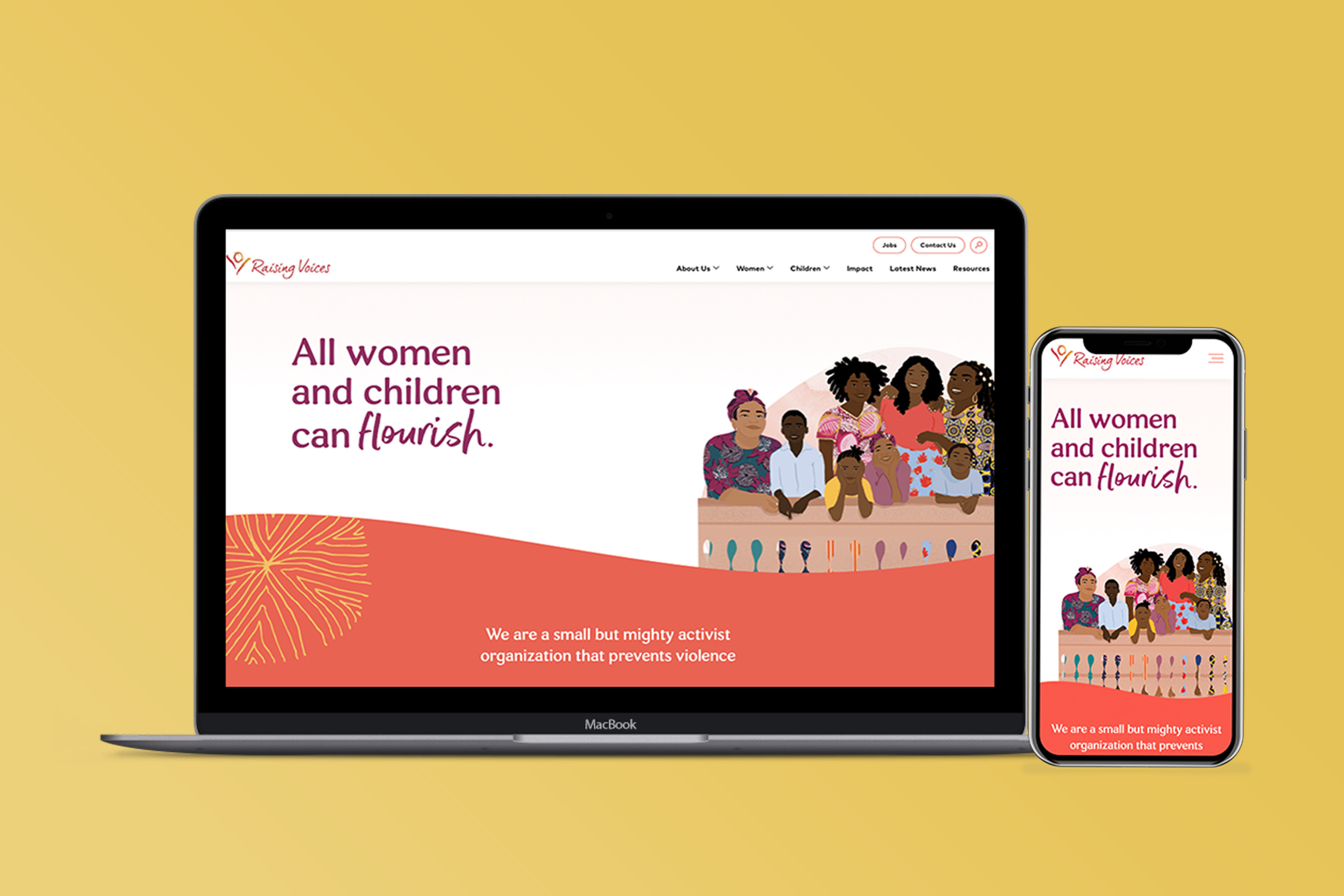 Homepage Design for Raising Voices Nonprofit
