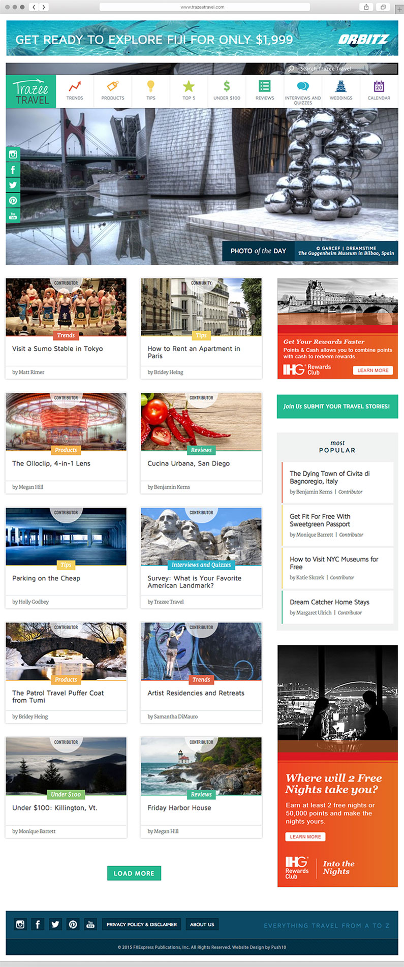 Custom designed post styles for blogs and articles for a trendy travel website by Push10.