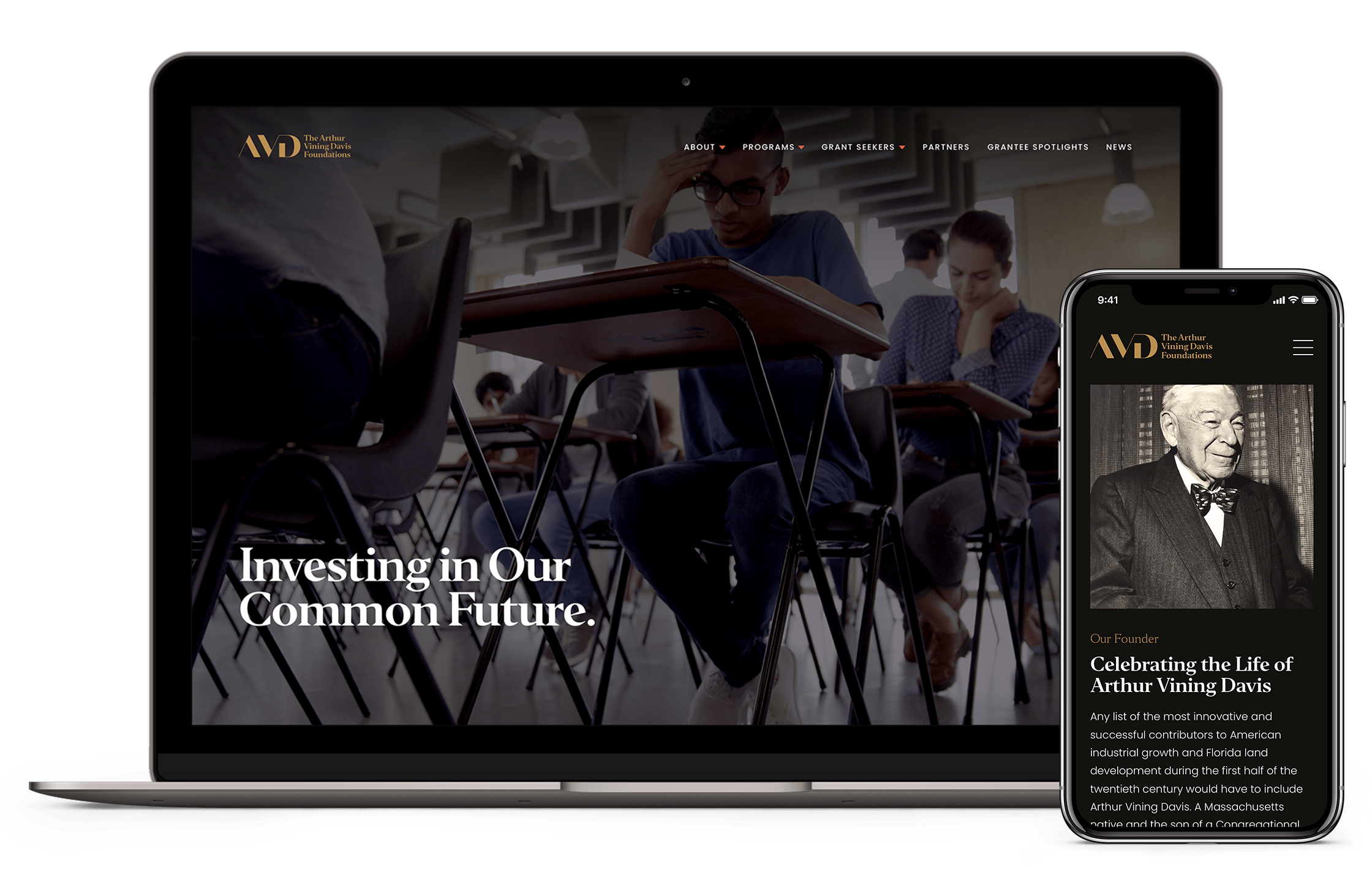 Responsive web design for The Arthur Vining Davis Foundations, a mission-driven philanthropic organization