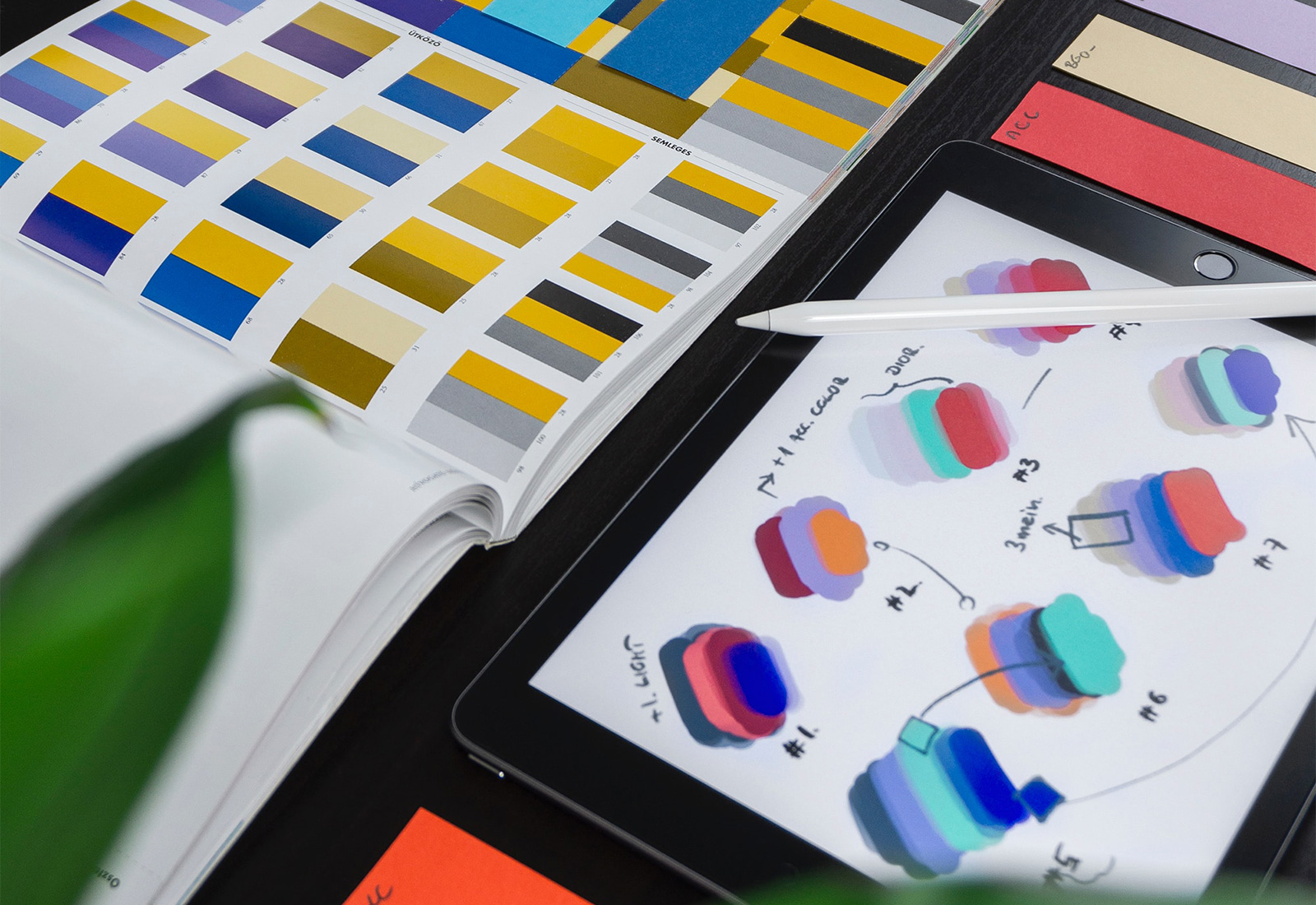 Reviewing color swatches for grant-making foundation brand identity