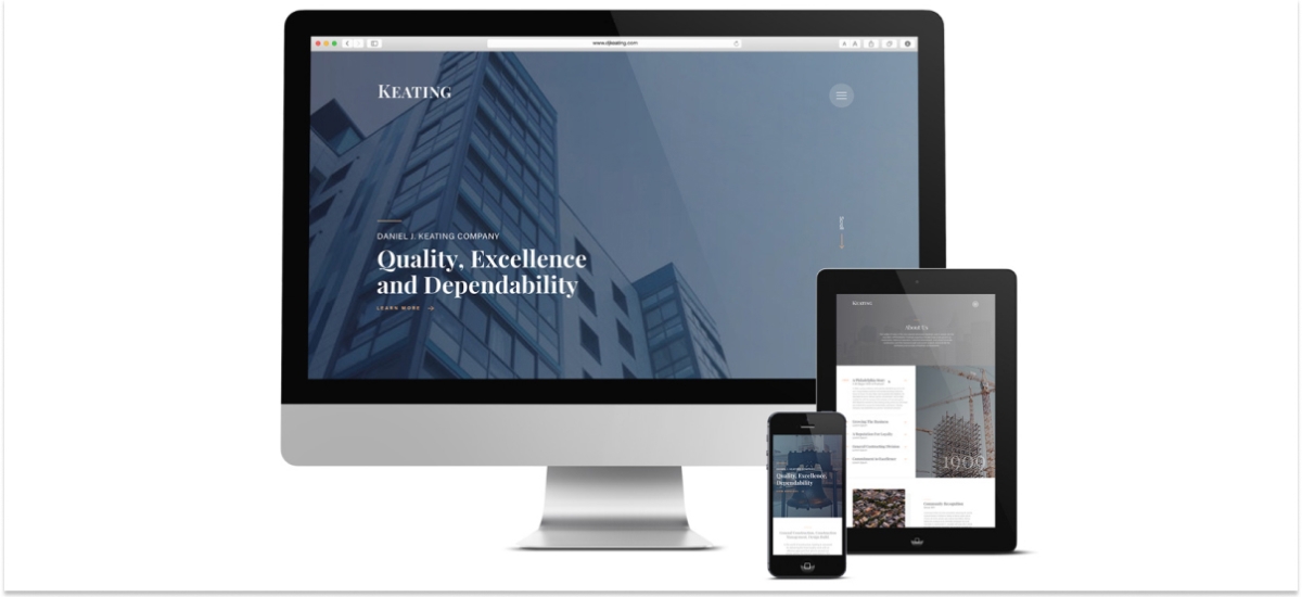 For our work with Keating, we made their work the dominant visual theme on all parts of their website