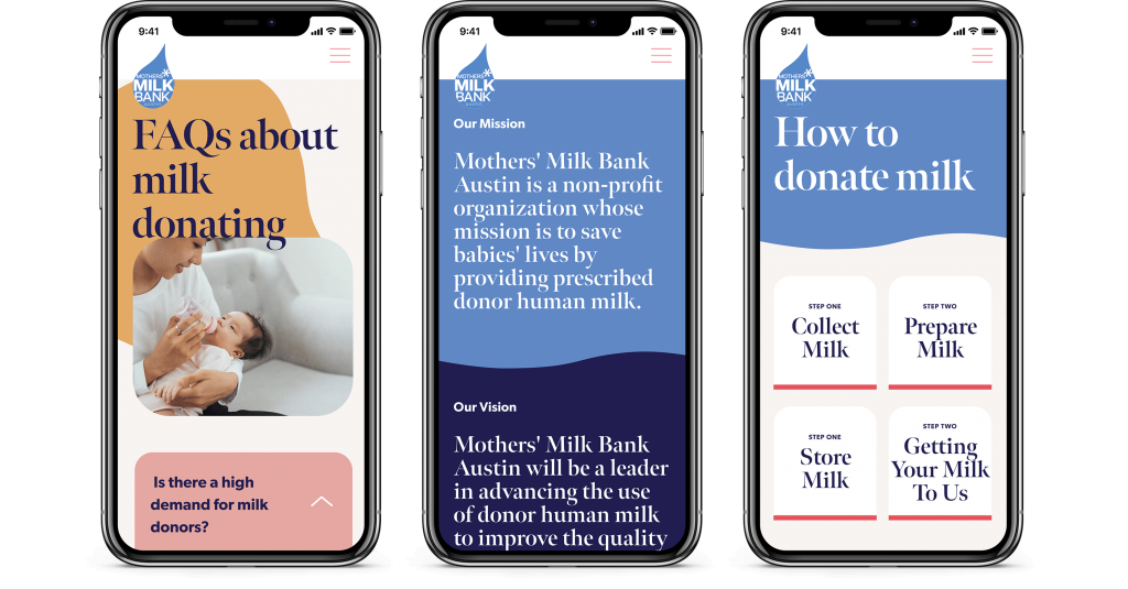 Milk Bank Austin Web Design Strategy Mobile