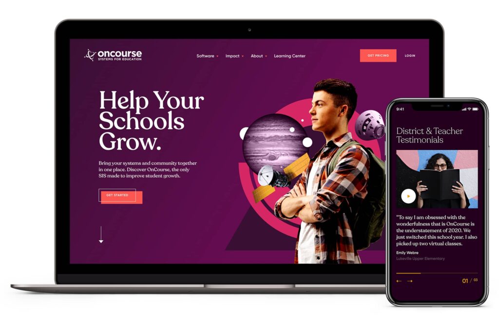 Responsive website design for OnCourse Systems