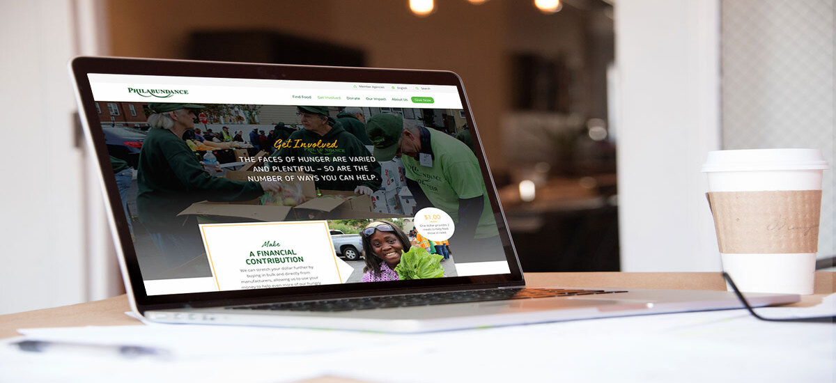 having a strategically designed website, like this example for Philabundance, can drive action and connect with visitors