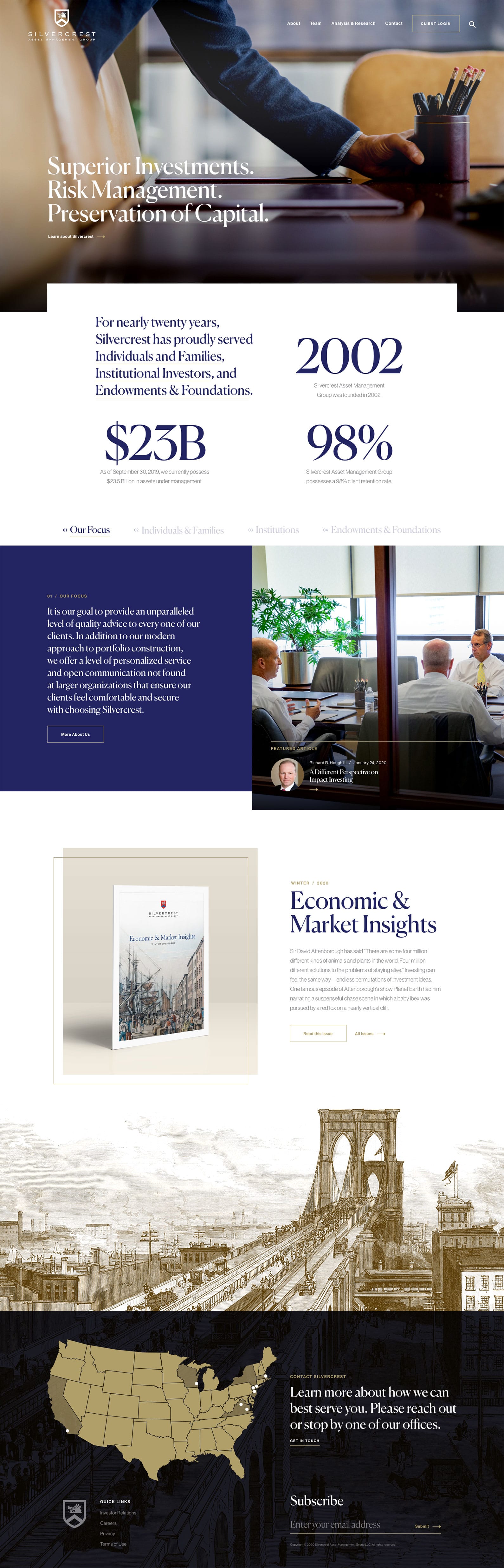 Financial services web design for Silvercrest Asset Management Group