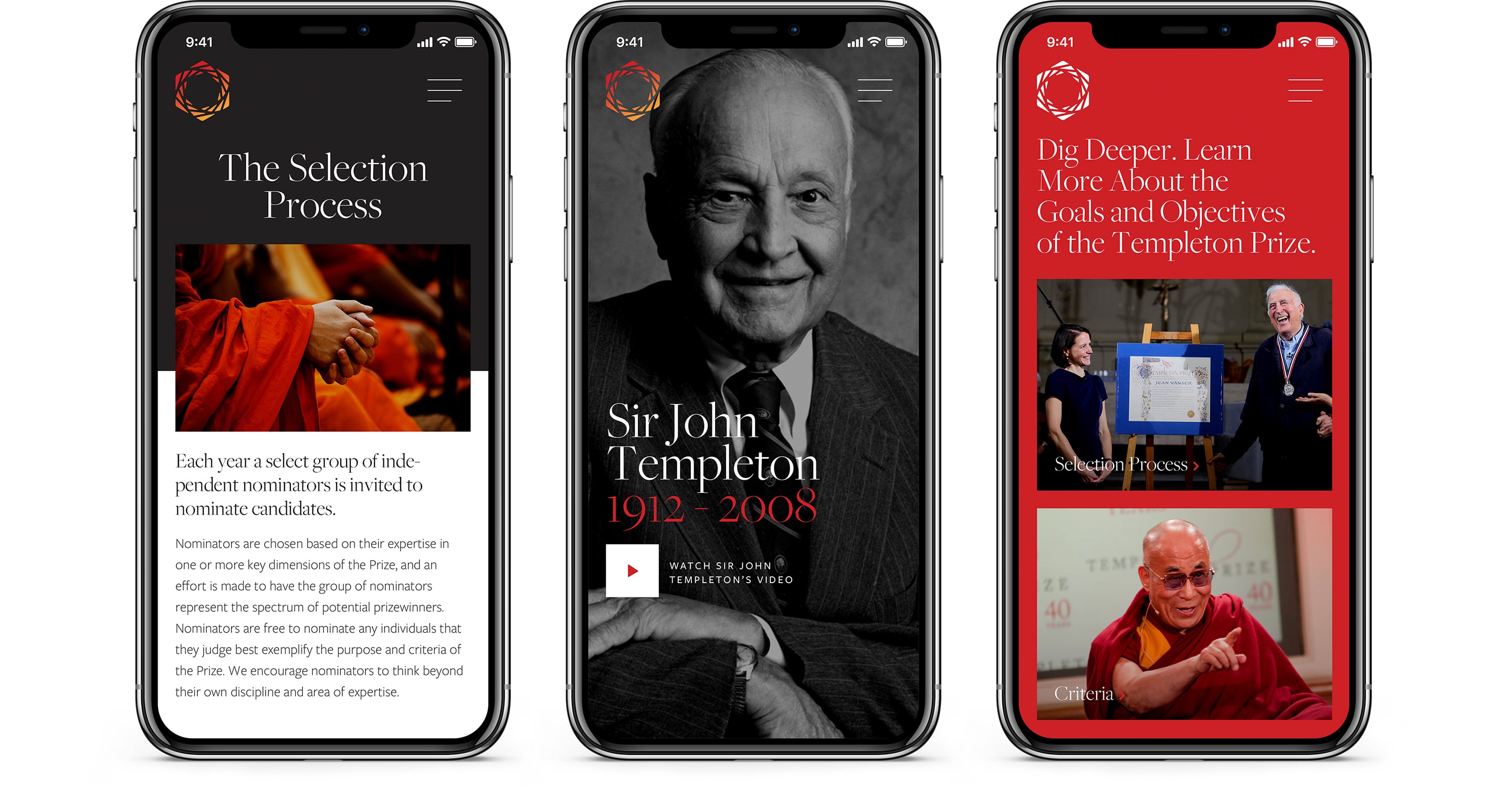 Mobile responsive web design for Templeton Prize, an mission-driven award