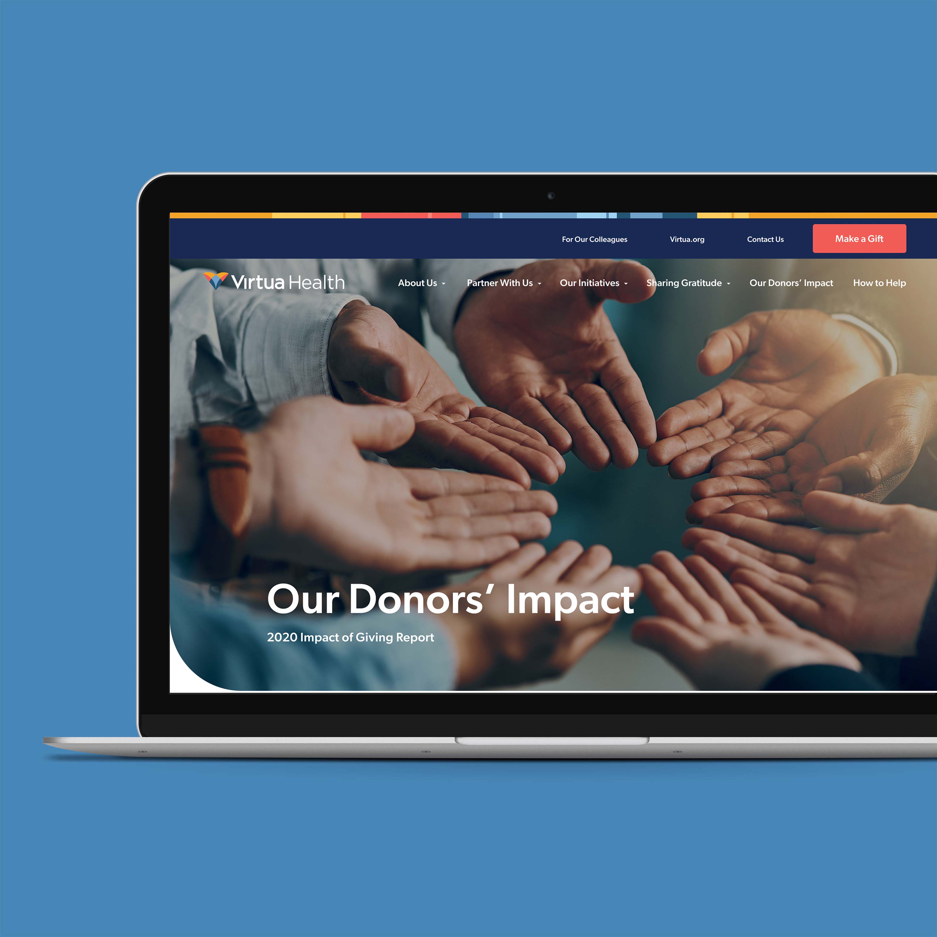 Laptop Website Design for Virtua Health Foundation Donor Impact