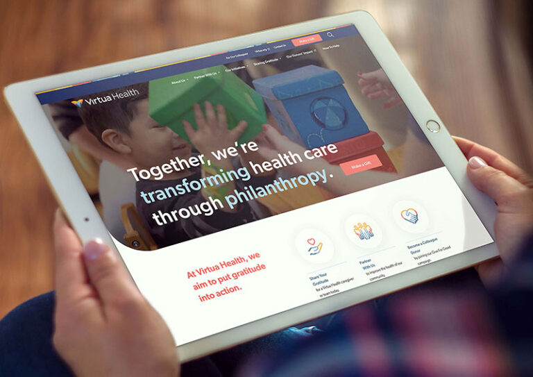 Responsive web design for Virtua Health Foundation shown on tablet