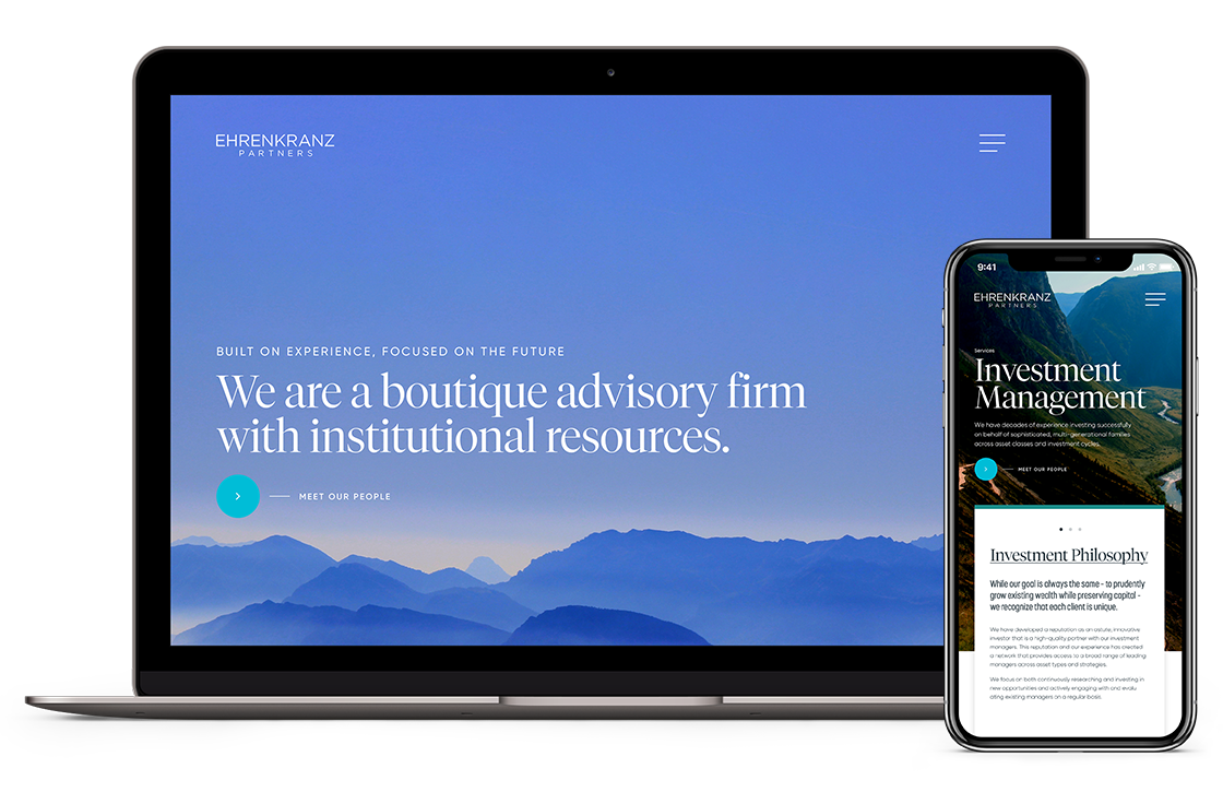 Responsive web design for Ehrenkranz Partners, a New York based wealth management firm