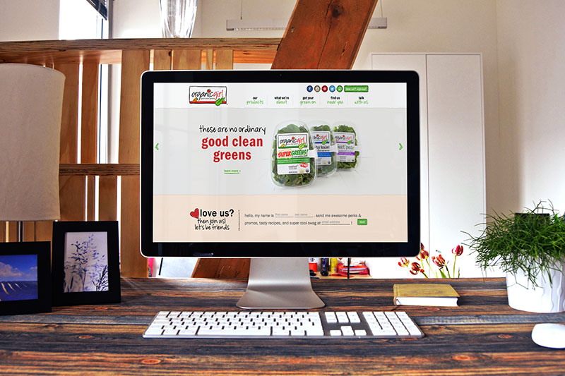 Web Design for Natural Foods Company in California, Package Design for California Organic Food Processing Company, Organicgirl, organicgirl site, push10, natural food web deisgn, organic food website, branding, web development, custom photography, natural food website